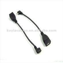 Micro USB Male Left Angle To USB Female Cable right angle Micro Usb Adapter 15cm